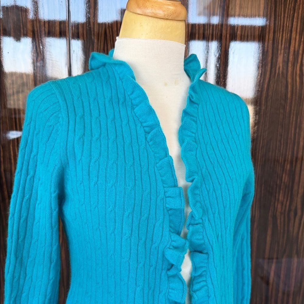 KIER + J Blue Ruffled Cardigan - Picture 2 of 5